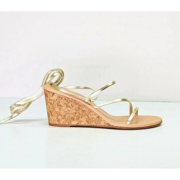 Ancient Greek Sandals Lithi Metallic Leather Wedge Sandals Size 39 (MSRP $370) - Picture 4 of 11
